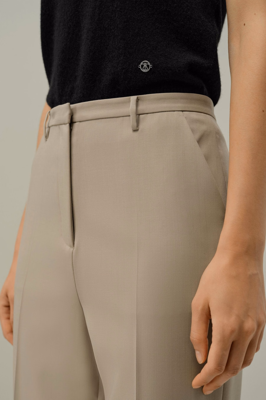 Pantaloni slim fit in misto seta e lana