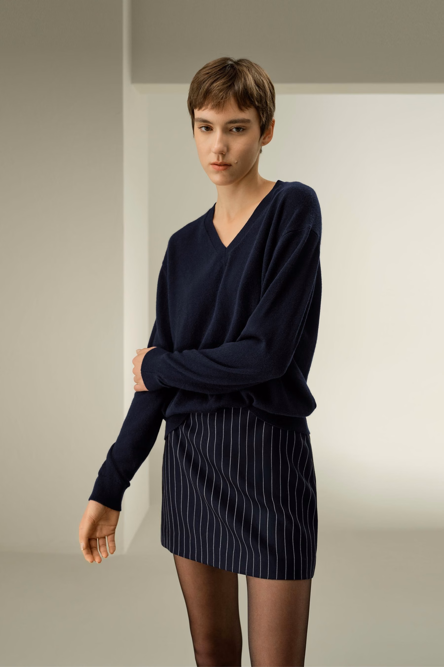 Maglione in cashmere per bambini a scollo a V