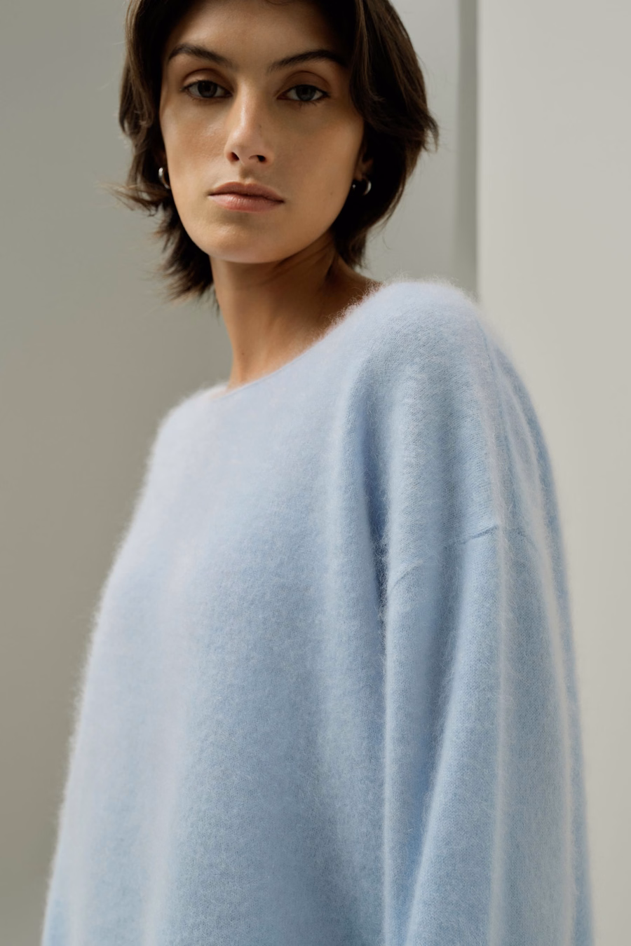 Maglione in cashmere spazzolato con scollo a barca