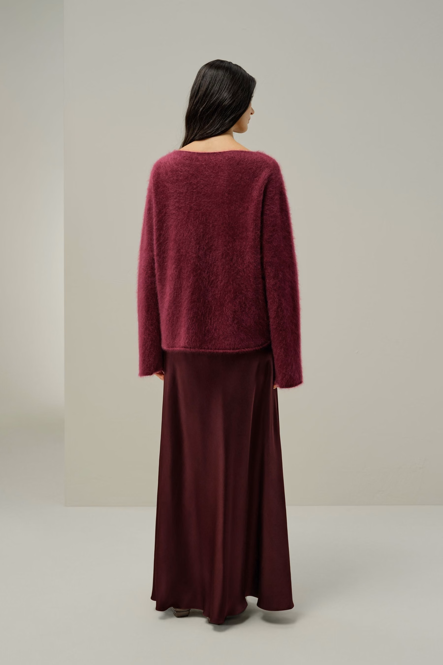 Maglione in cashmere spazzolato con scollo a barca