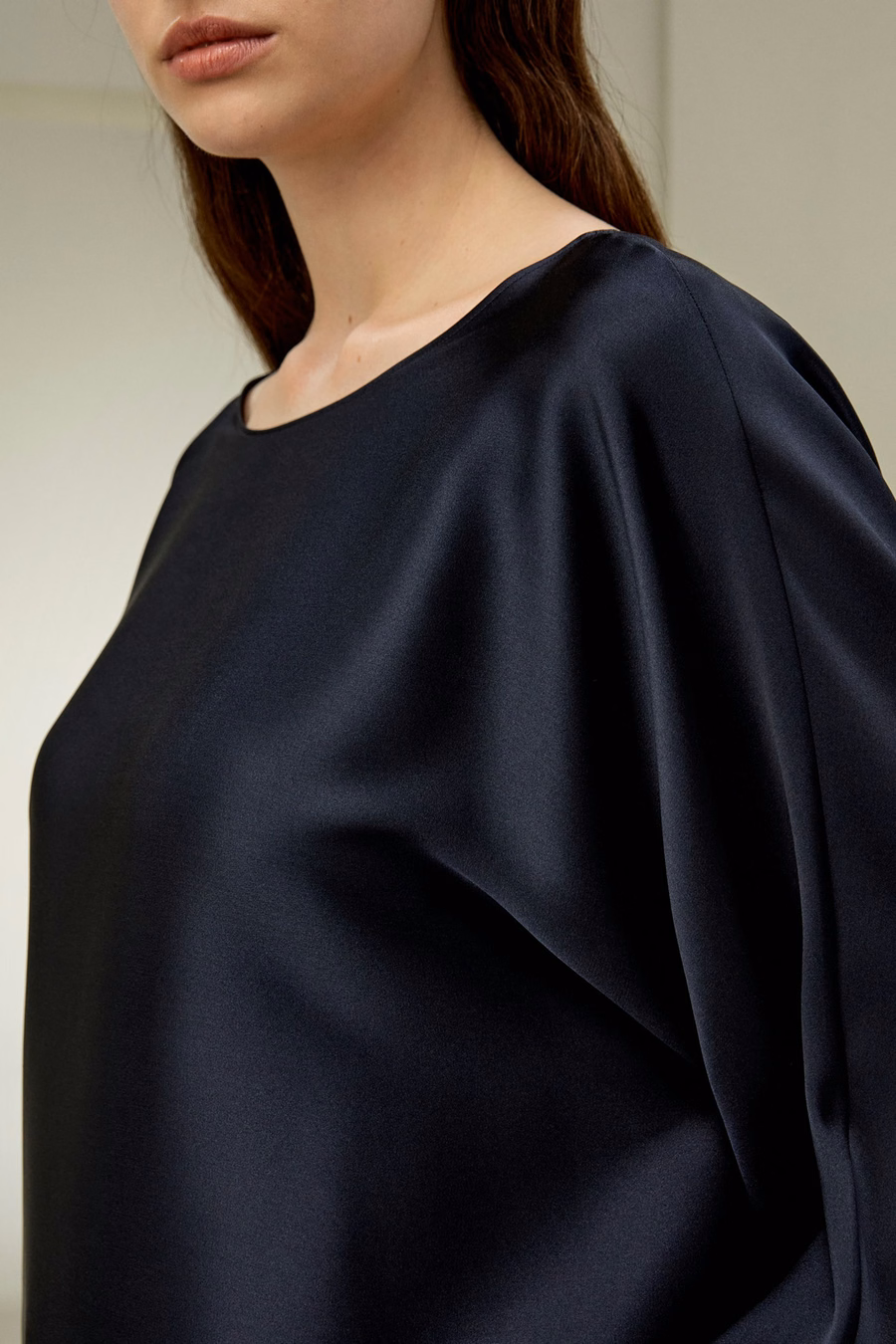 Silk Charmeuse Crewneck blouse