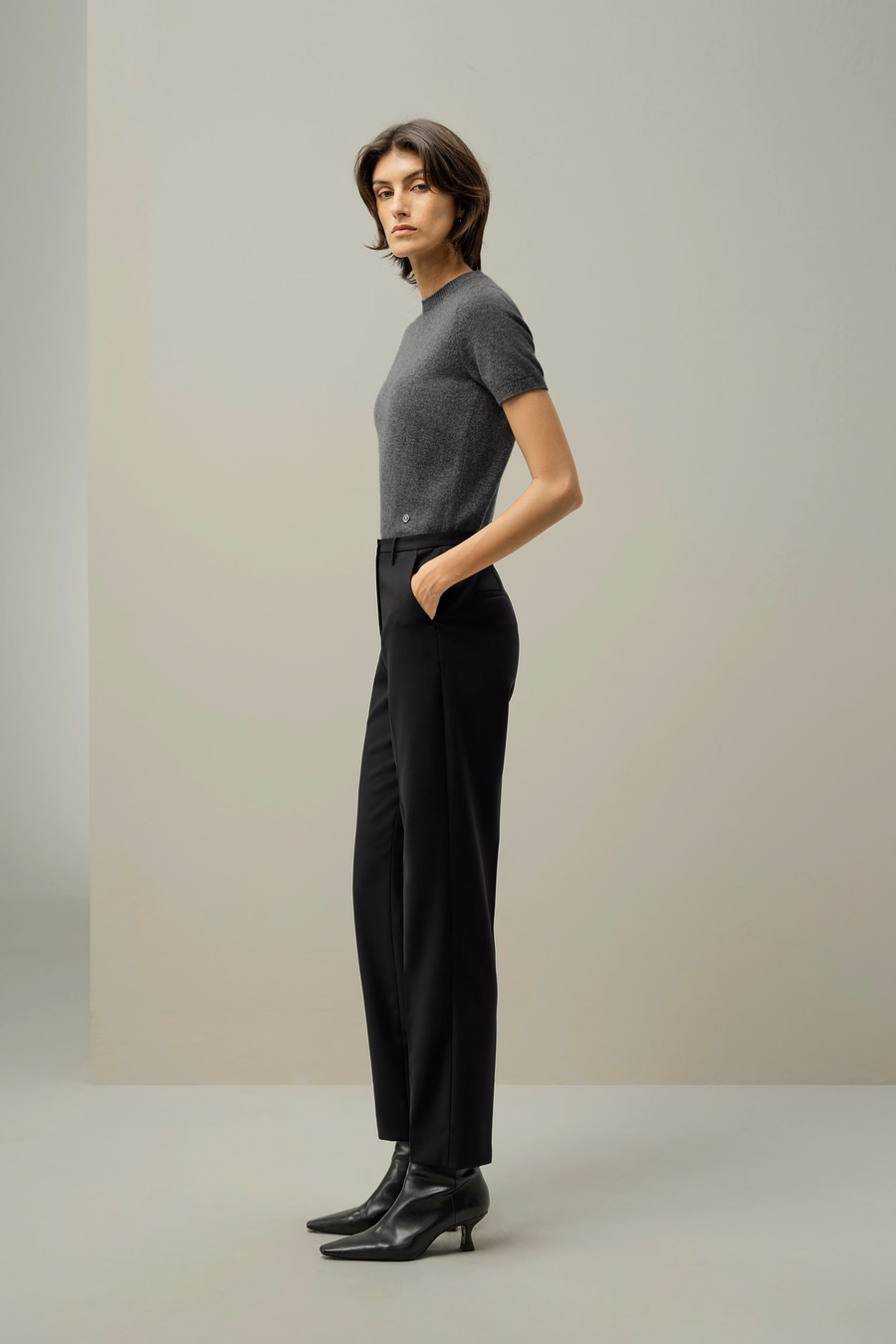 Top a Maniche Corte in Cashmere Fitted