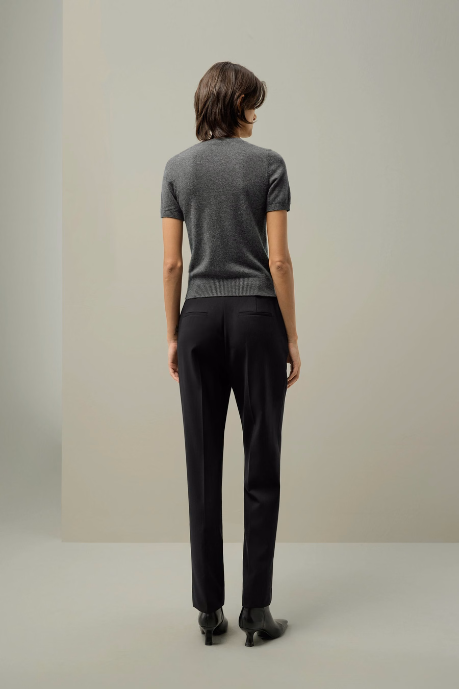 Top a Maniche Corte in Cashmere Fitted