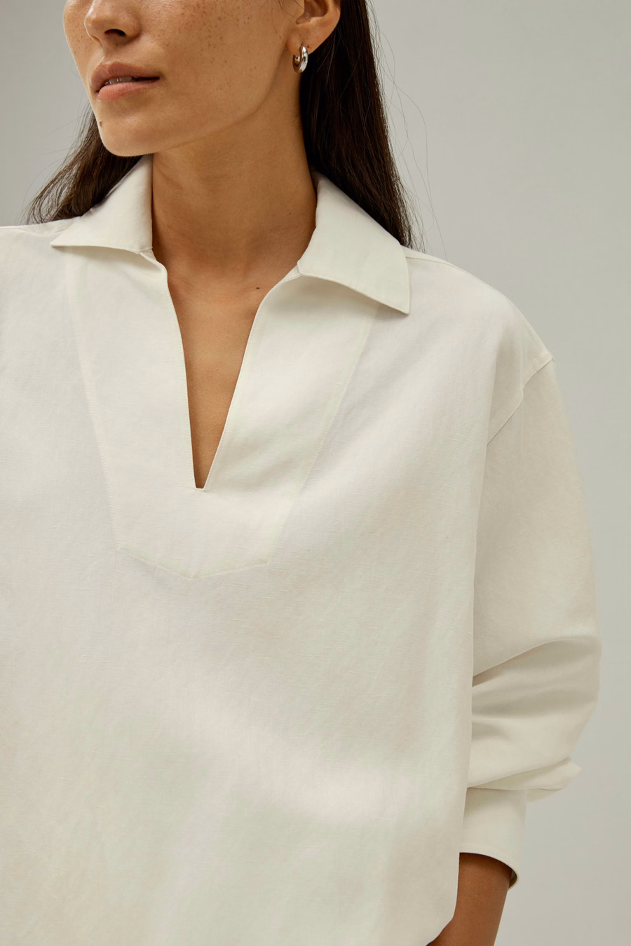 Camicia Oversize in Mistura di Seta e Lino