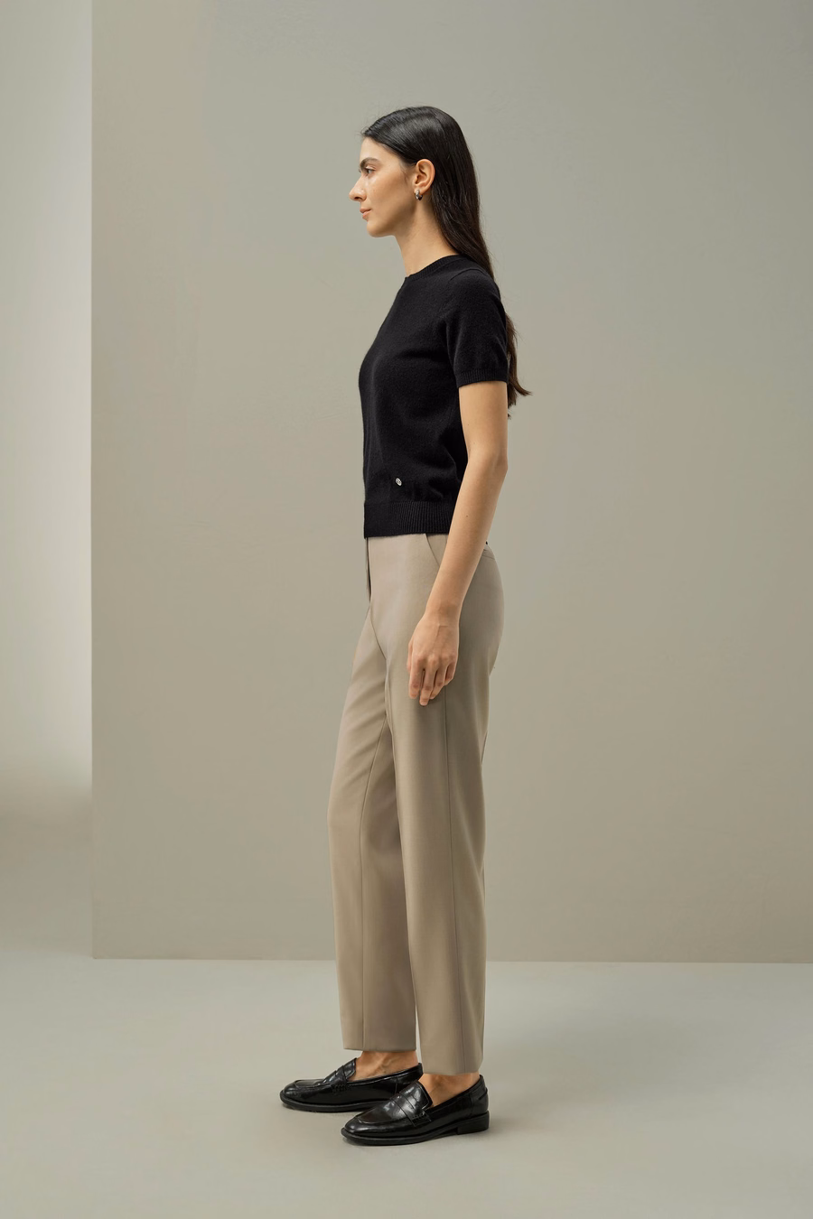Top a Maniche Corte in Cashmere Fitted