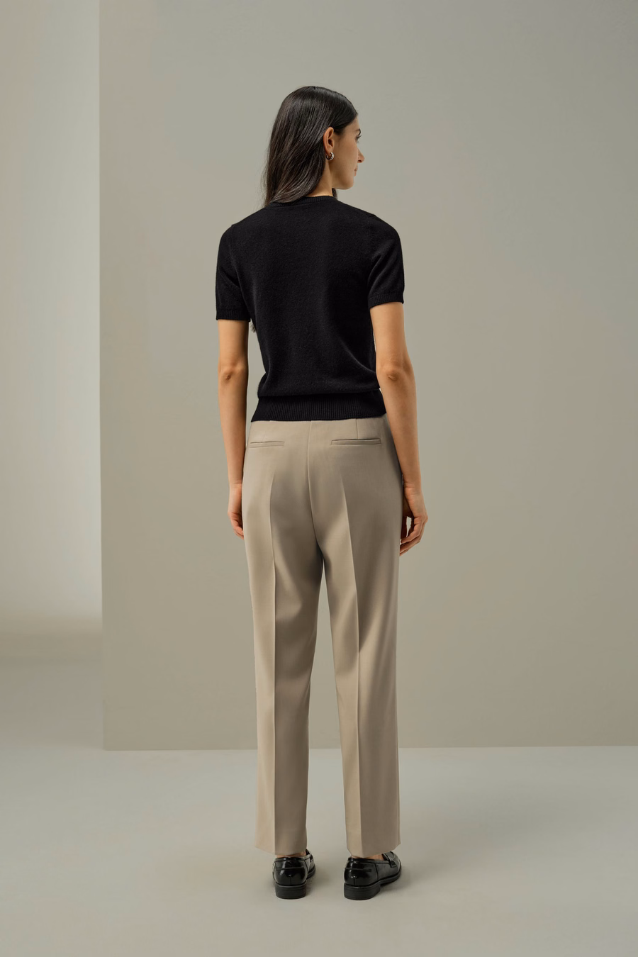 Top a Maniche Corte in Cashmere Fitted