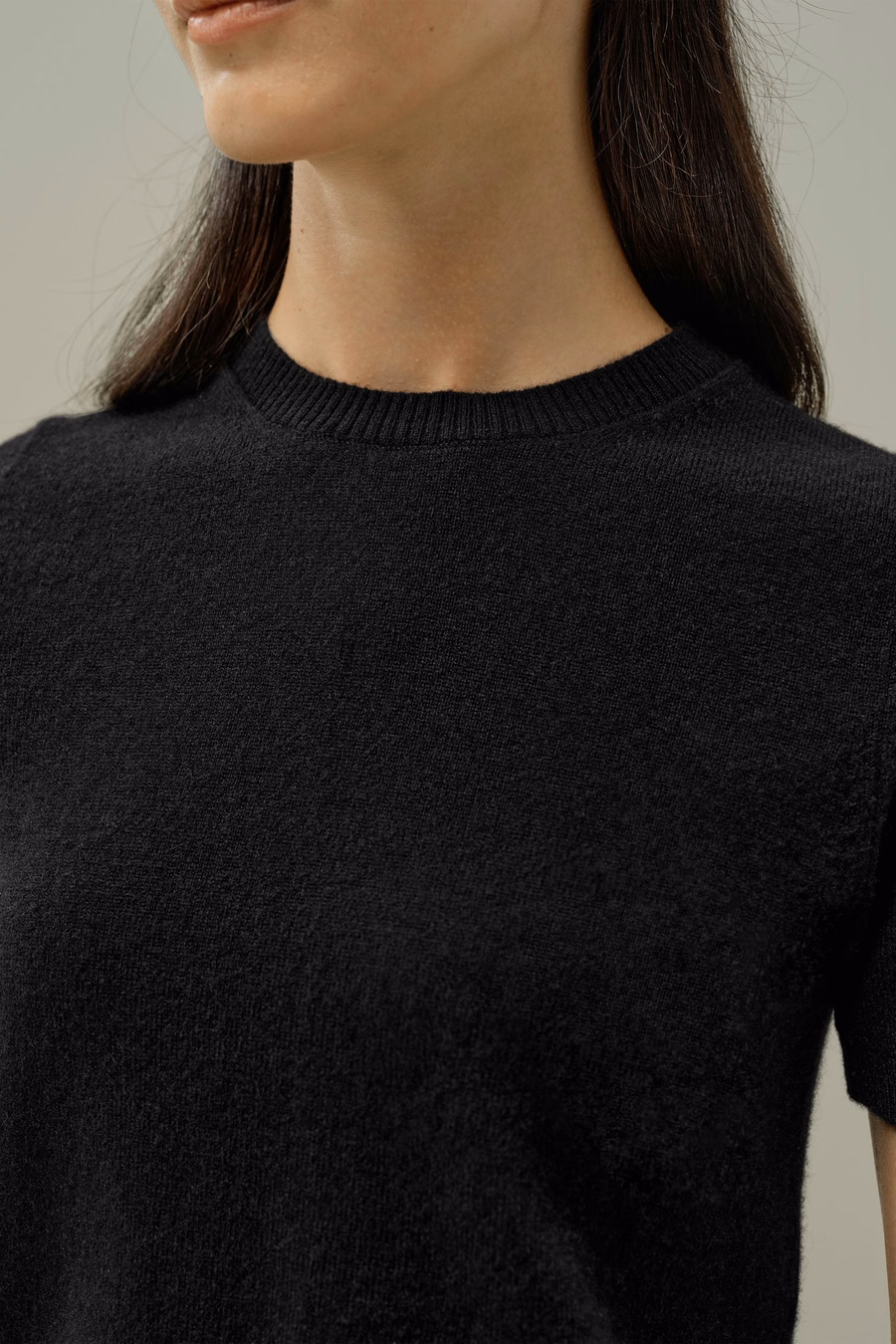 Top a Maniche Corte in Cashmere Fitted