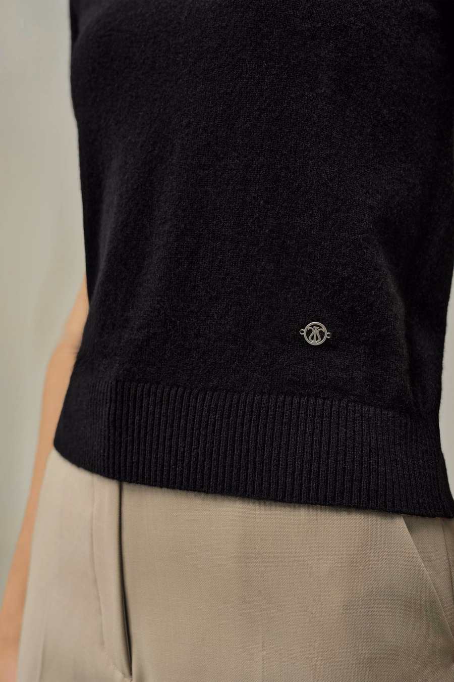 Top a Maniche Corte in Cashmere Fitted