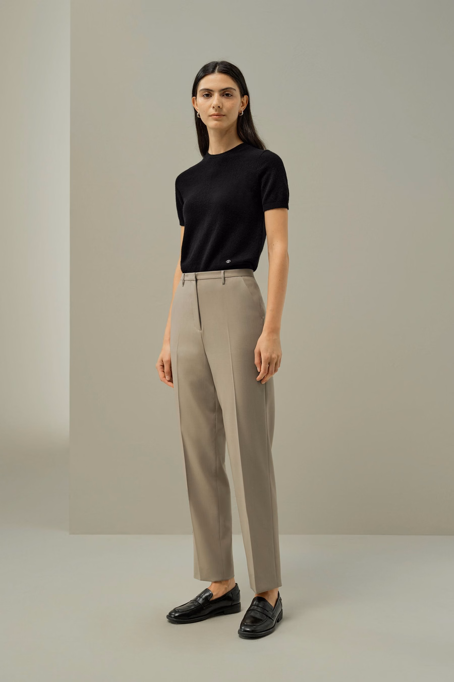 Top a Maniche Corte in Cashmere Fitted