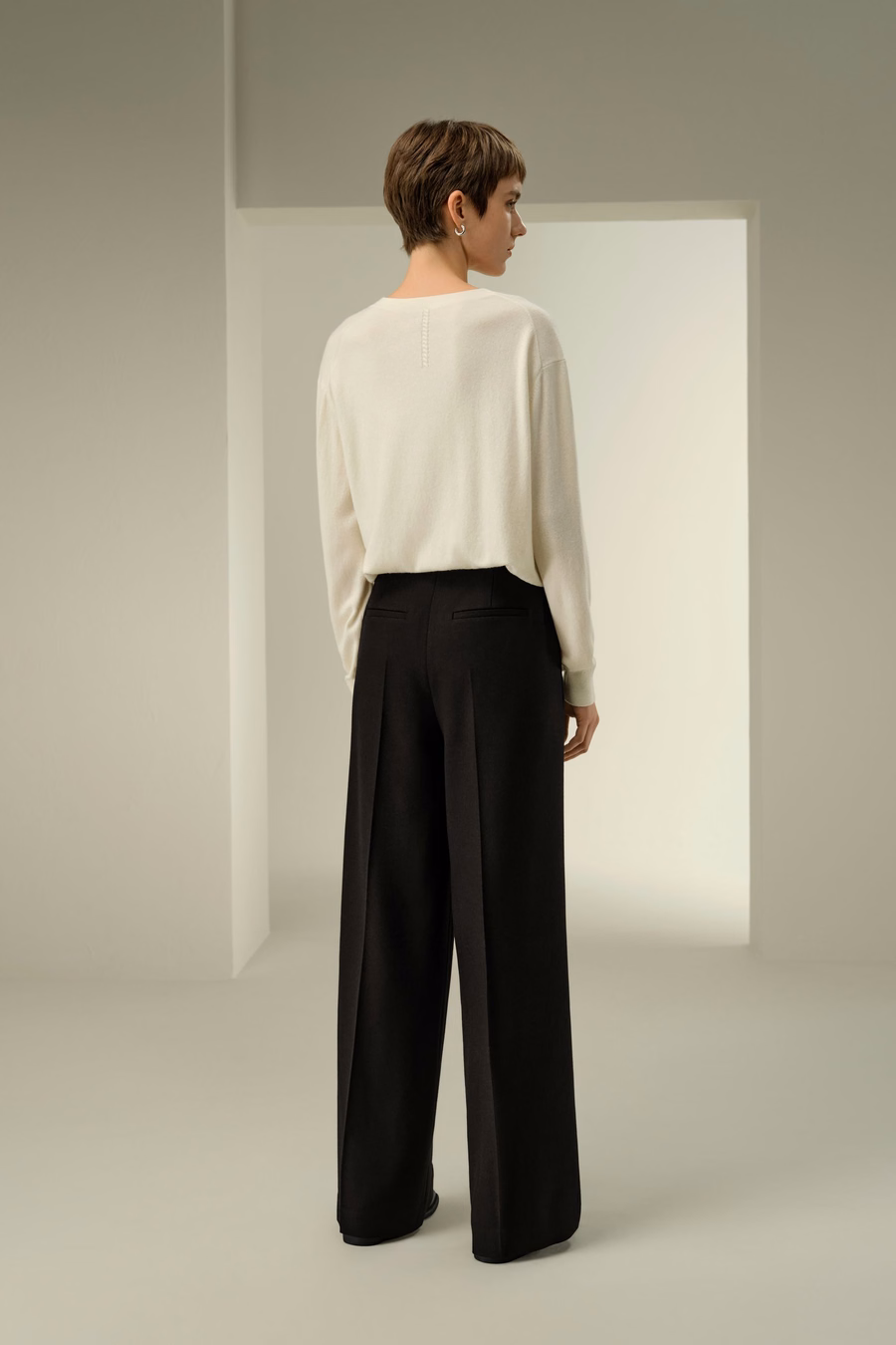 Pantaloni in misto seta-lana tweed