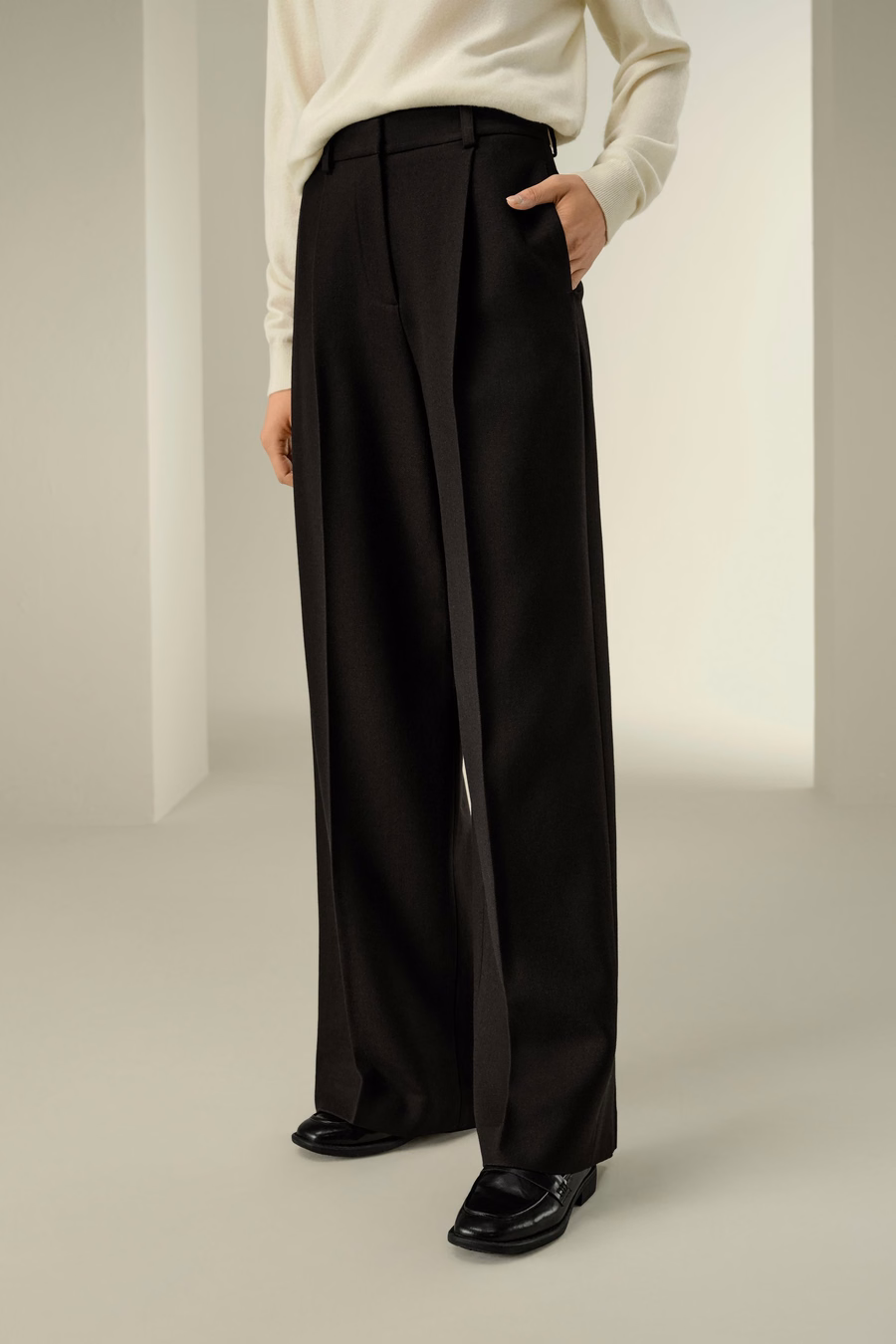 Pantaloni in misto seta-lana tweed