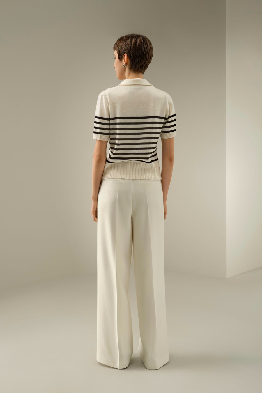 Maglione polo in cashmere a righe