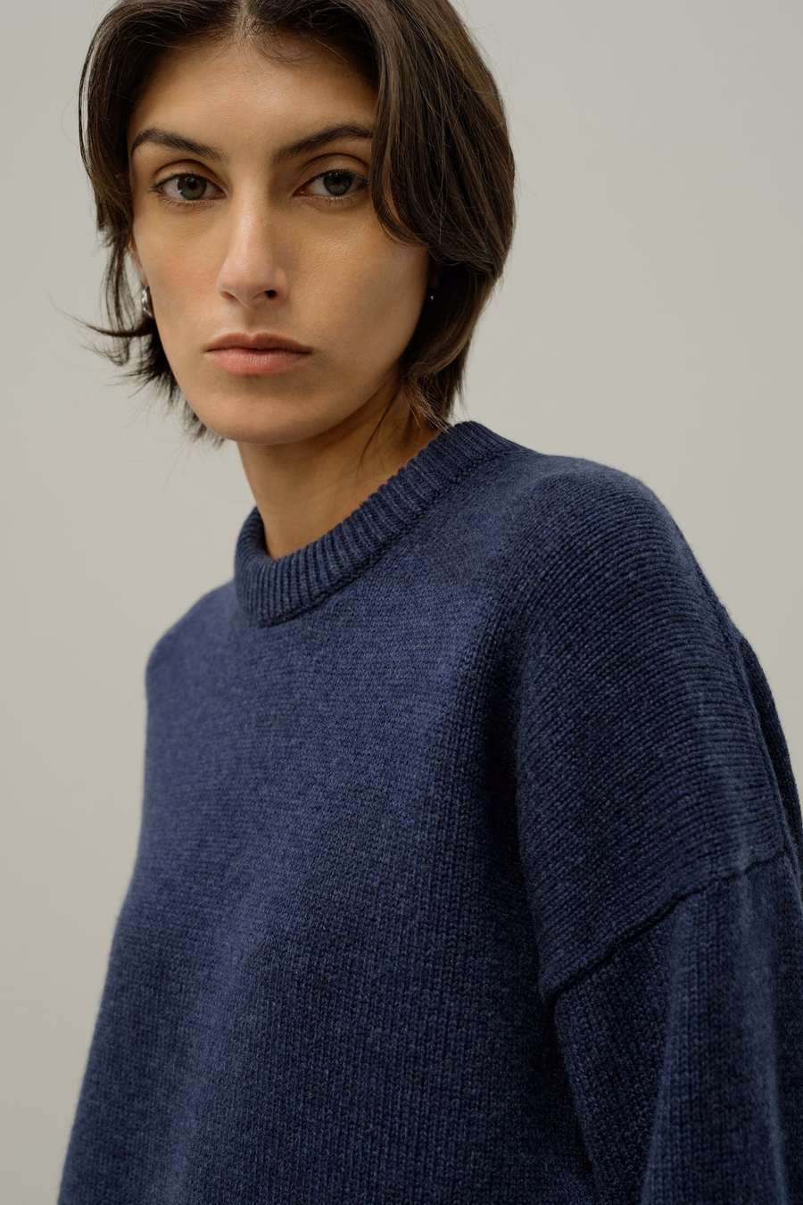 Maglione in Lana-Cashmere con Collo Rotondo Oversized