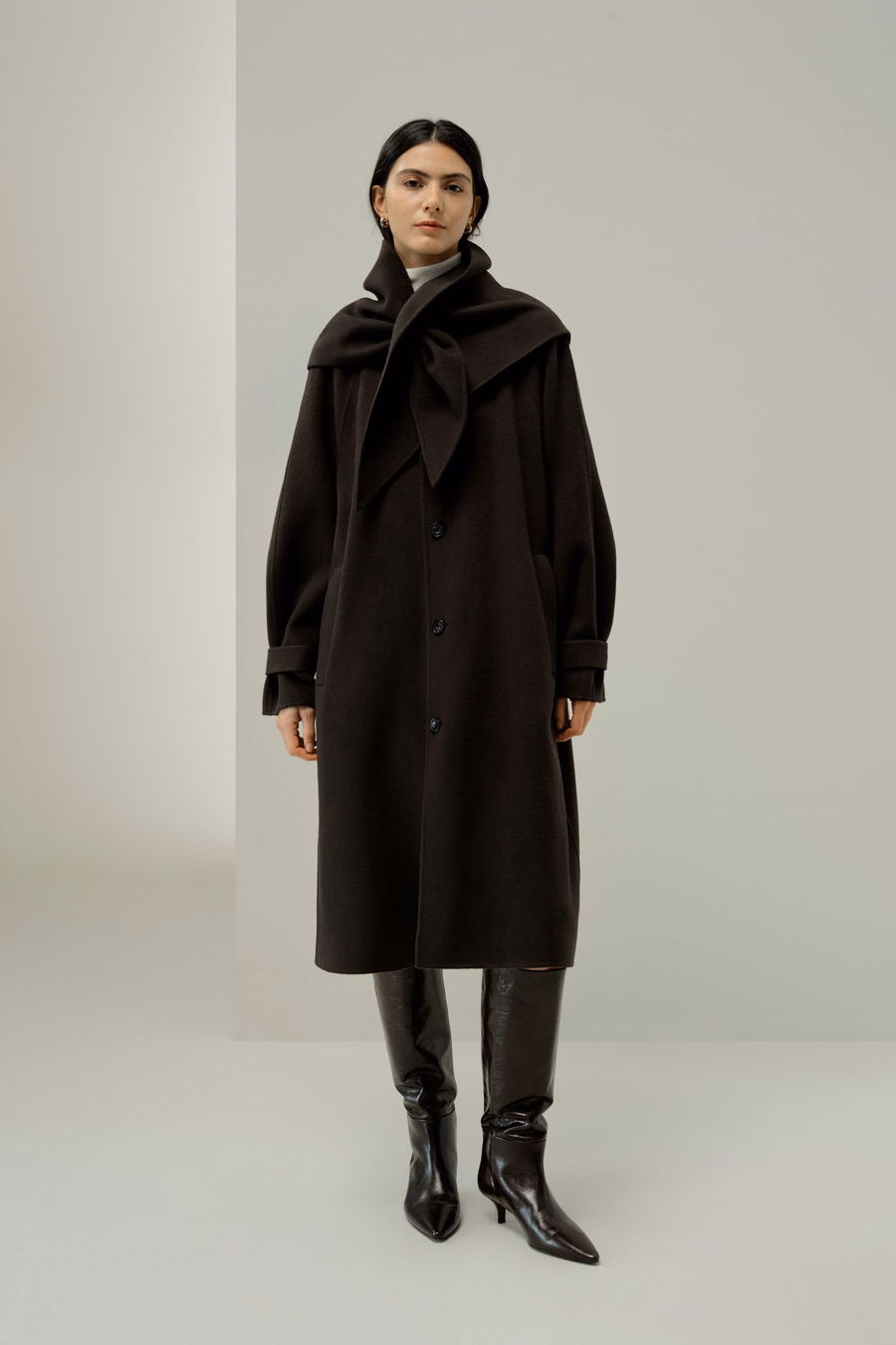 Cappotto in seta-lana doppio faccia sovradimensionato