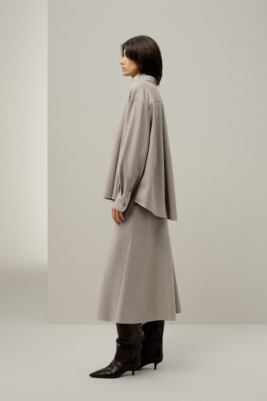 Camicia calda oversize in seta e lana