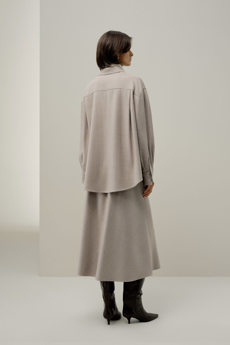 Camicia calda oversize in seta e lana