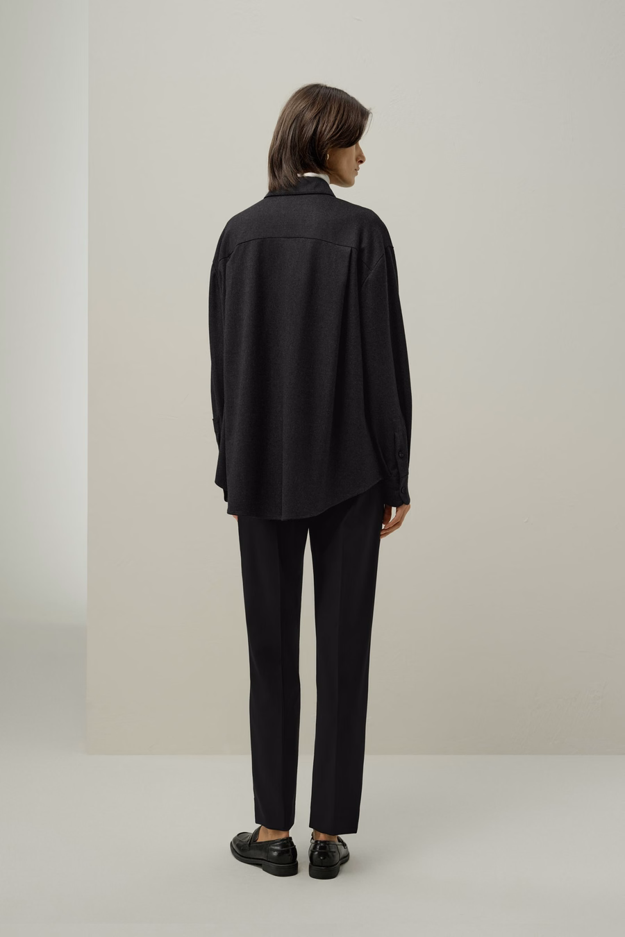 Camicia calda oversize in seta e lana