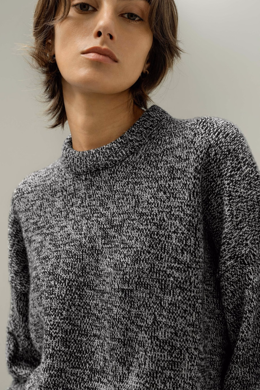 Maglione in Lana-Cashmere con Collo Rotondo Oversized