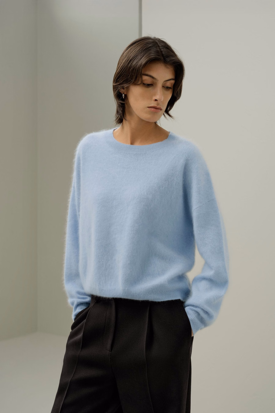 Pull in cashmere con spalla drop relaxed