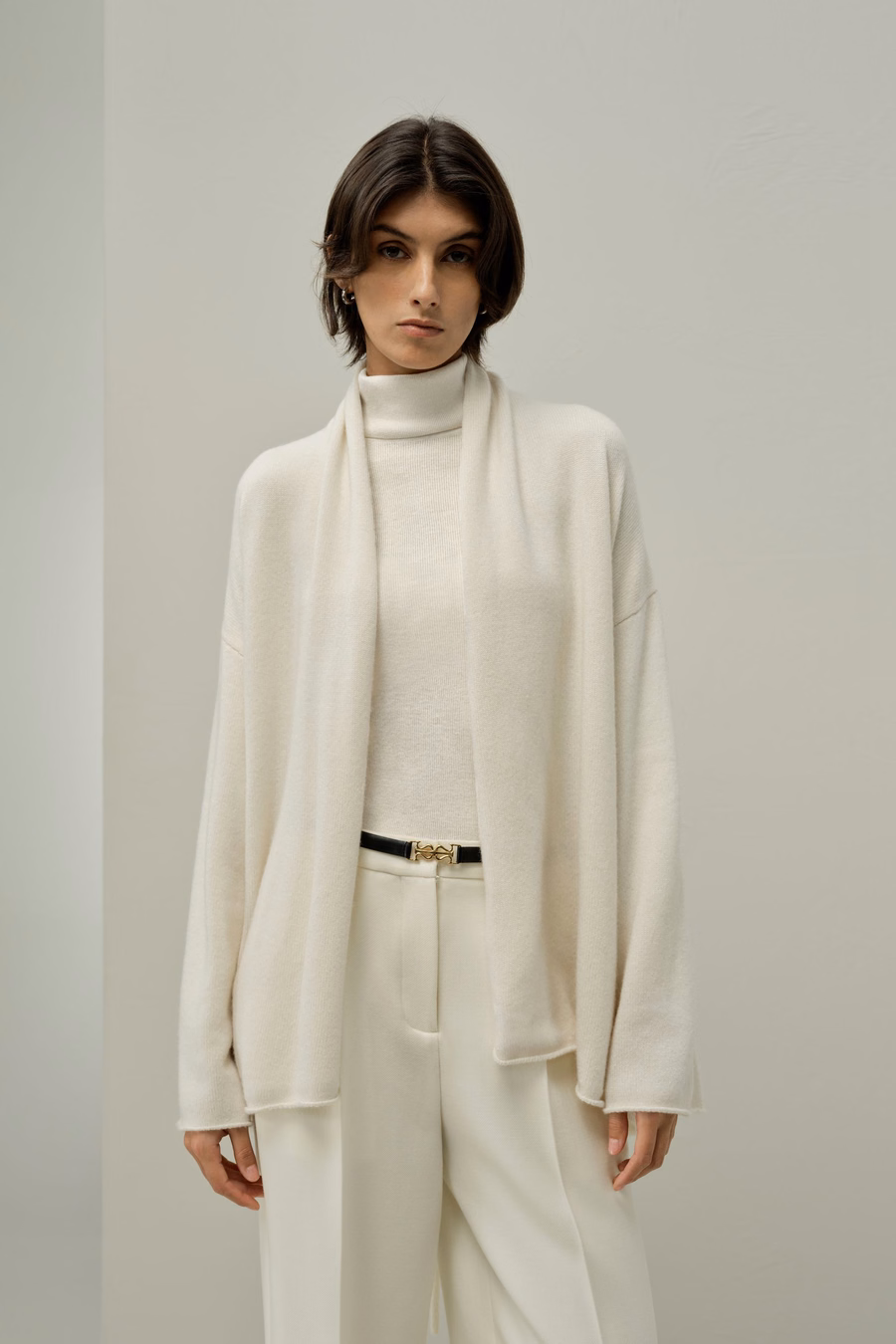 Cardigan avvolgente in cashmere per il tempo libero