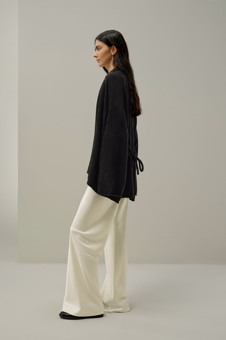 Cardigan avvolgente in cashmere per il tempo libero
