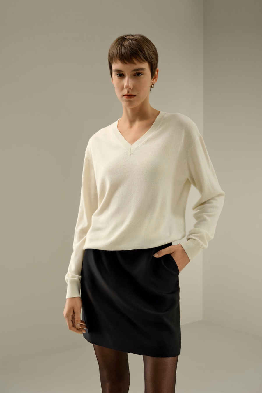 Maglione in cashmere per bambini a scollo a V