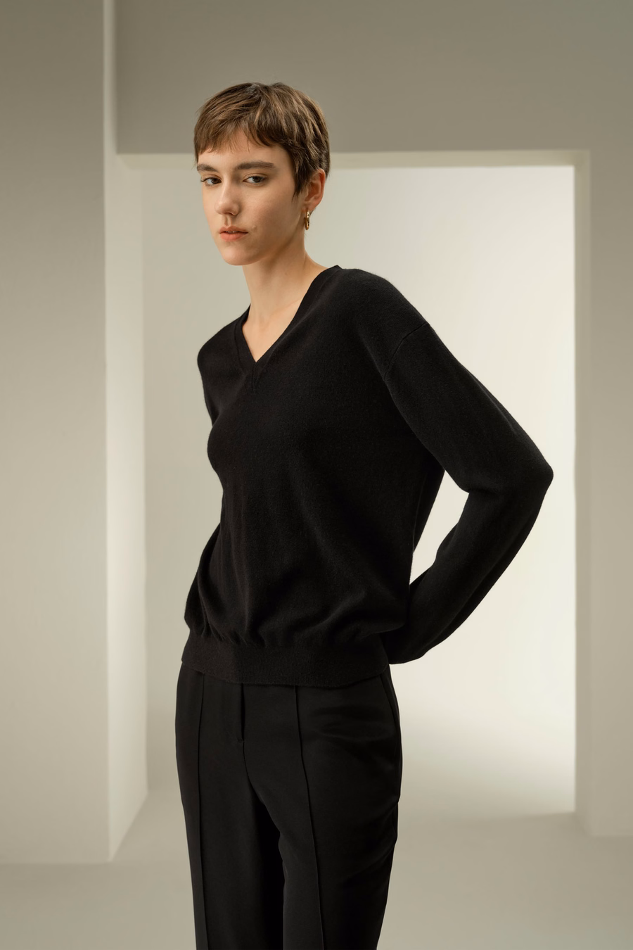 Maglione in cashmere per bambini a scollo a V