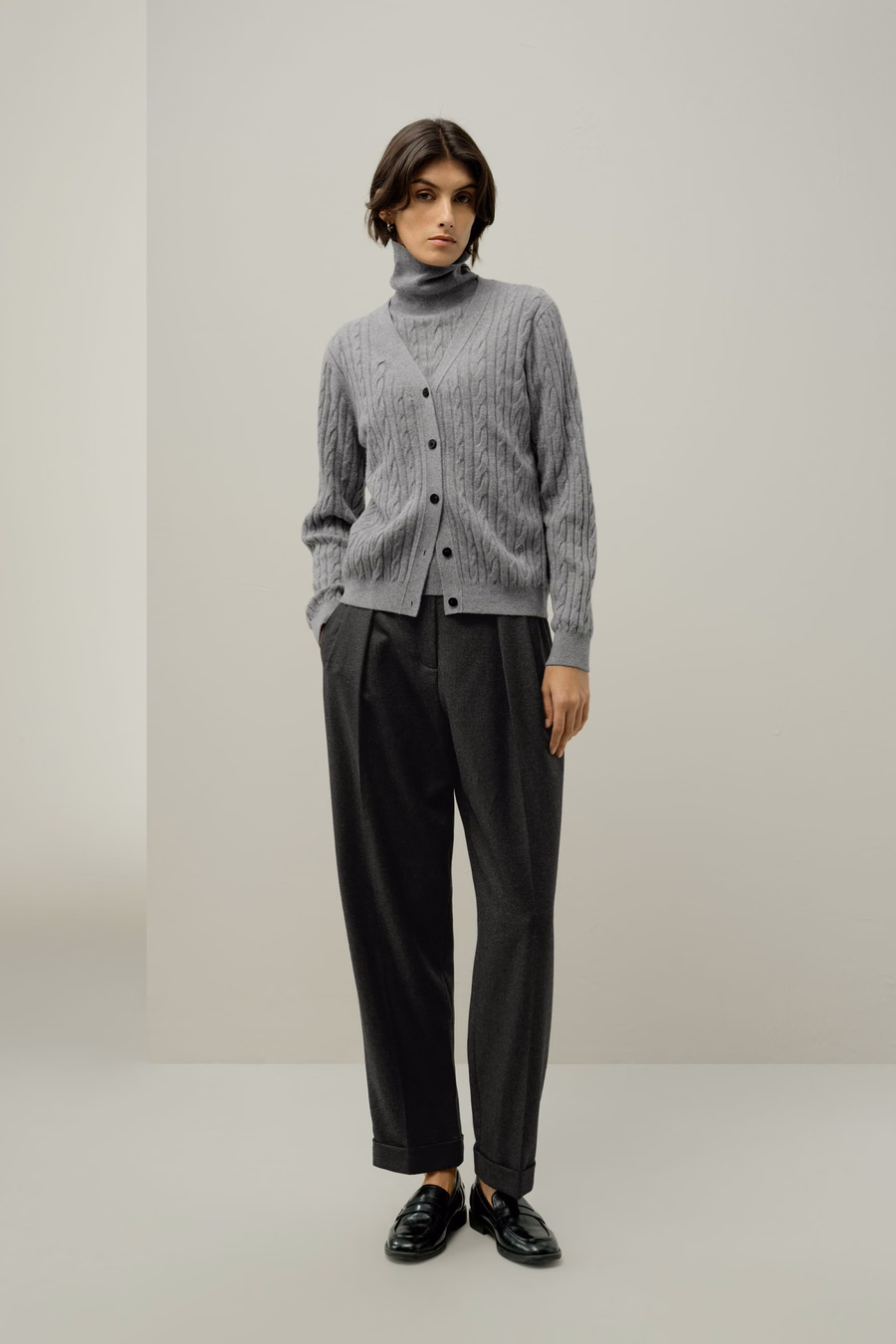 Cardigan in Cashmere Baby a Maglia Cable