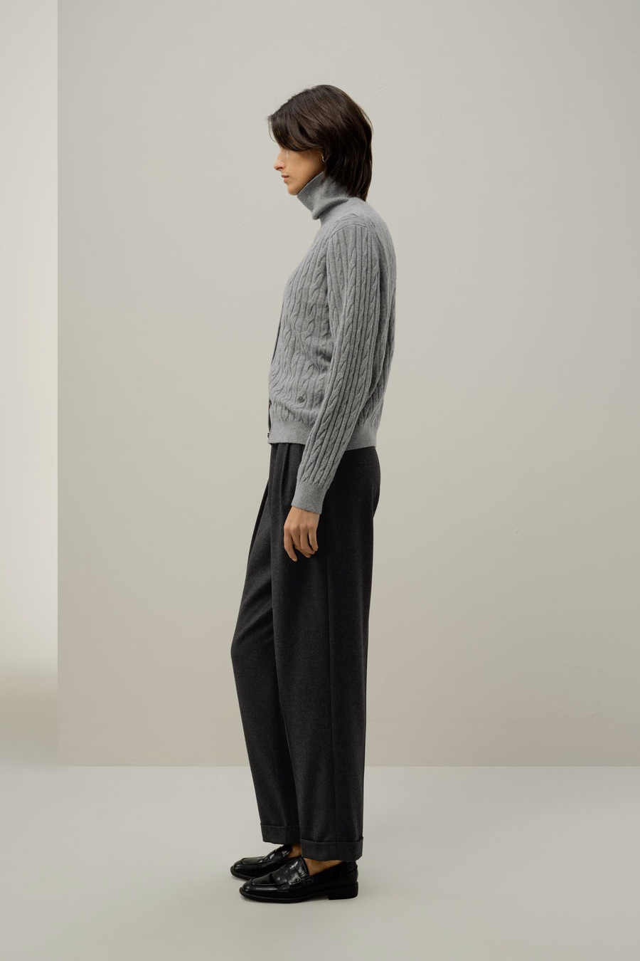 Cardigan in Cashmere Baby a Maglia Cable