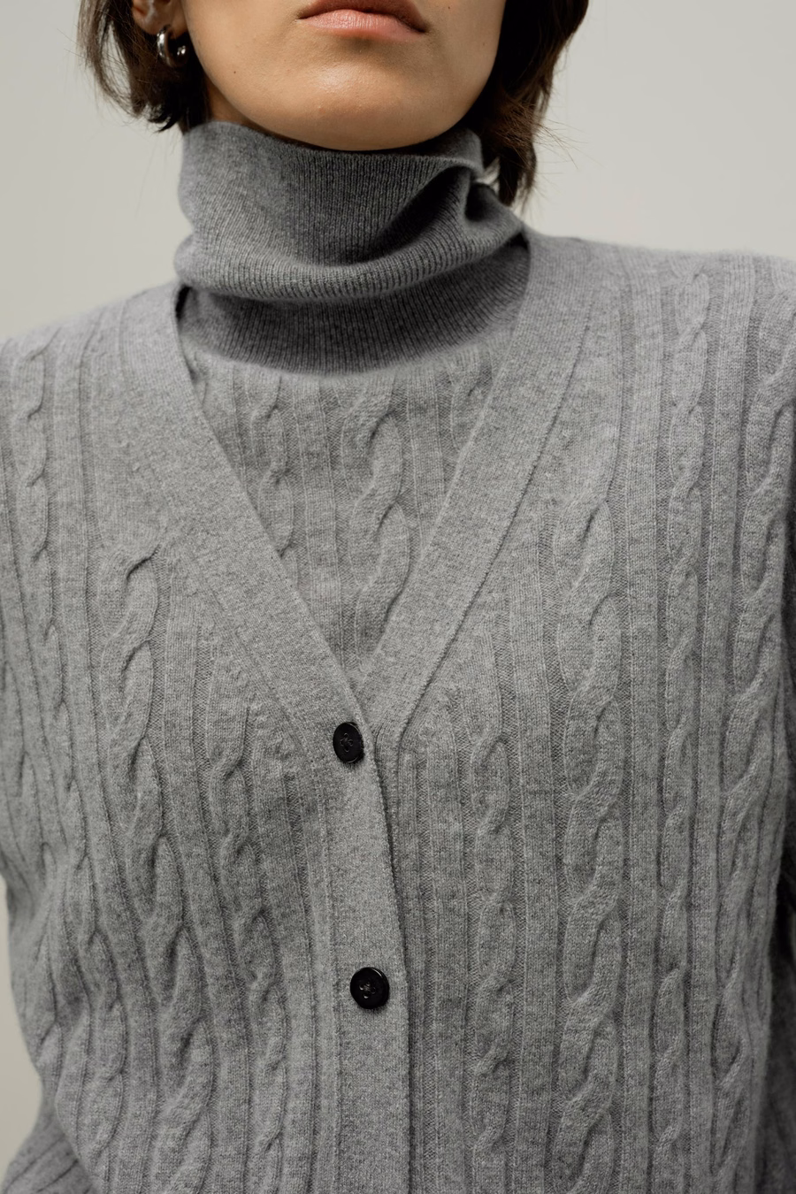 Cardigan in Cashmere Baby a Maglia Cable
