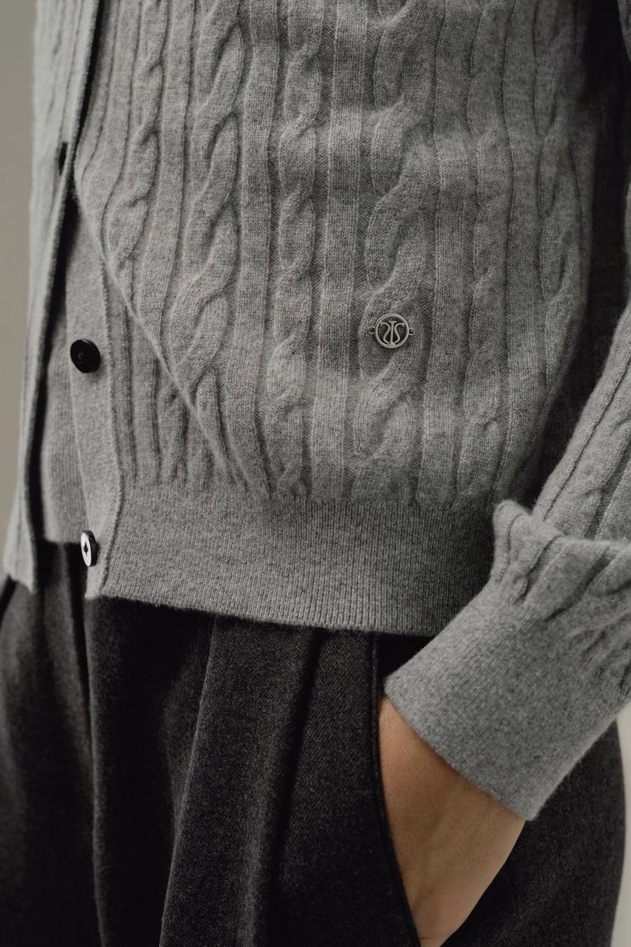 Cardigan in Cashmere Baby a Maglia Cable