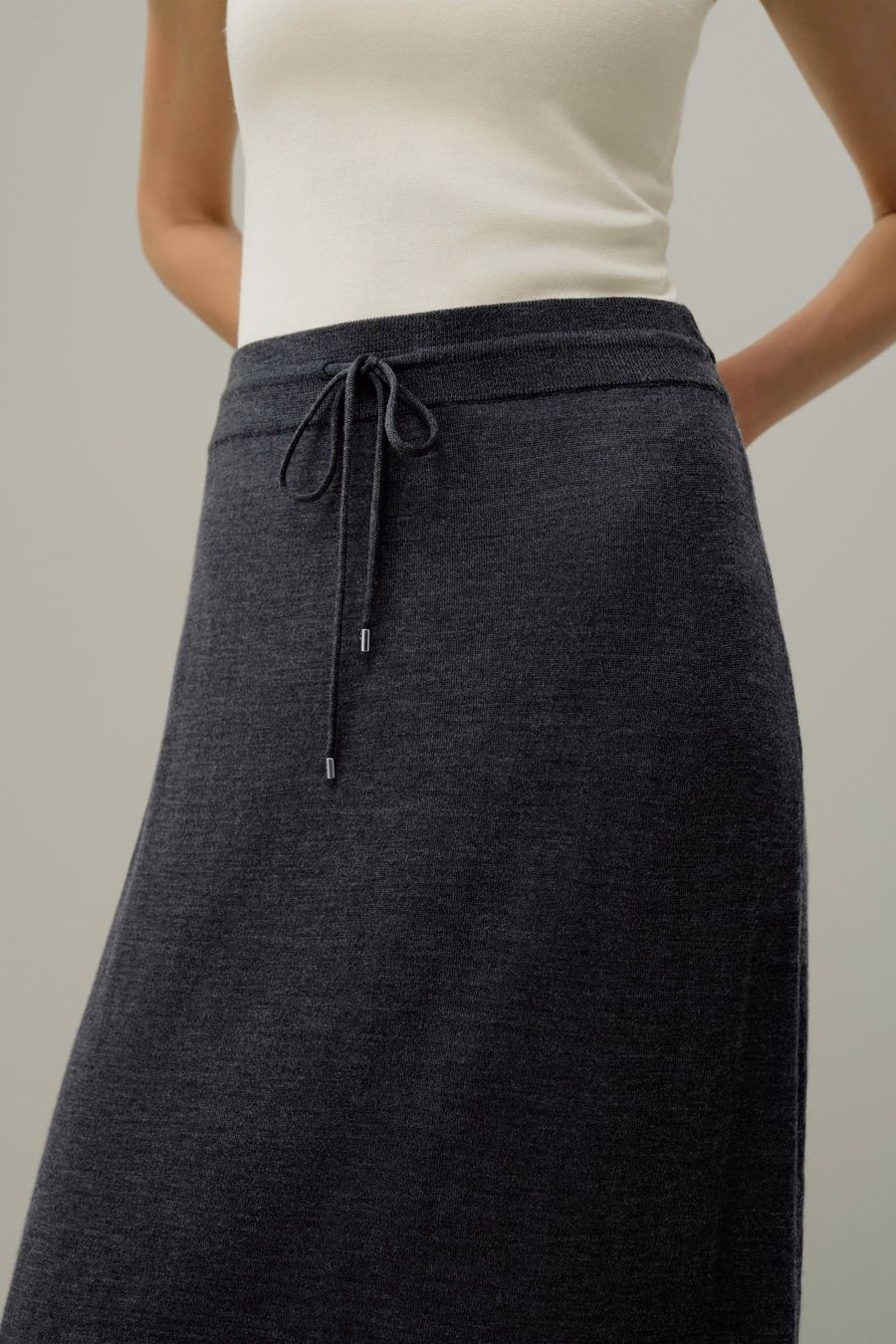 Gonna maxi in lana merino con coulisse
