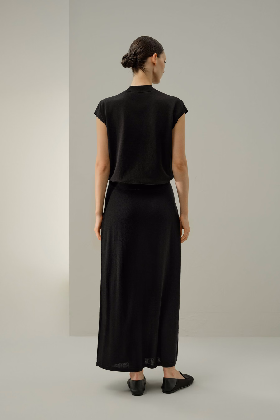 Gonna maxi in lana merino con coulisse