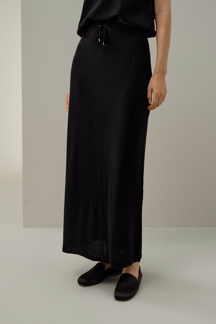 Gonna maxi in lana merino con coulisse