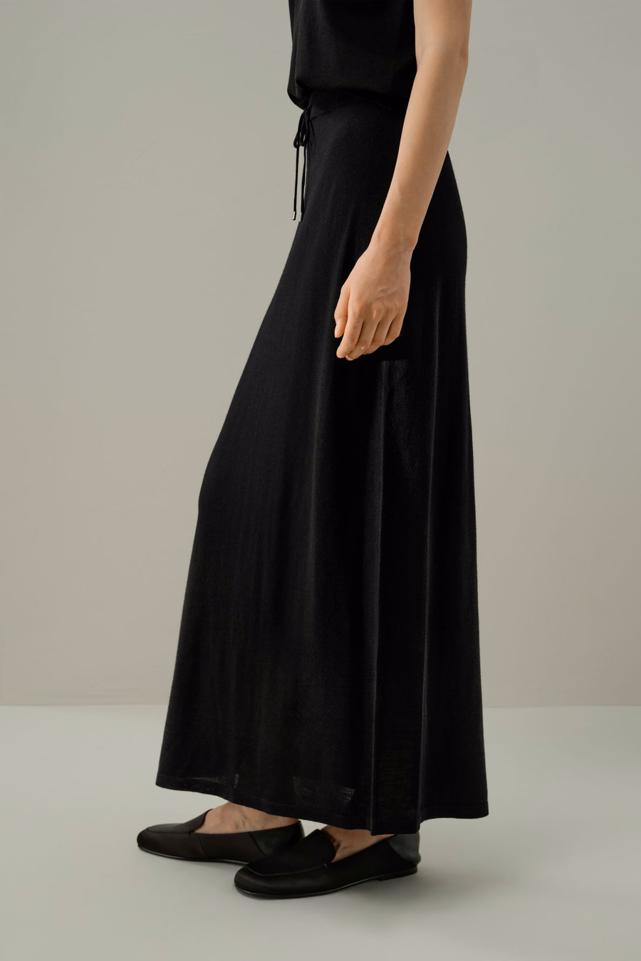 Gonna maxi in lana merino con coulisse