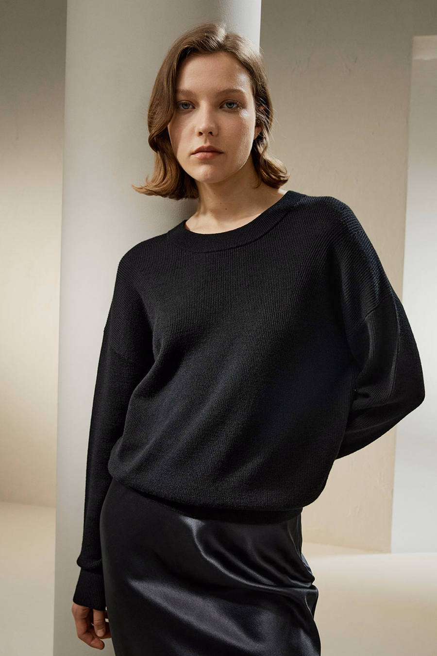 Maglione girocollo in ultrafine lana Merino