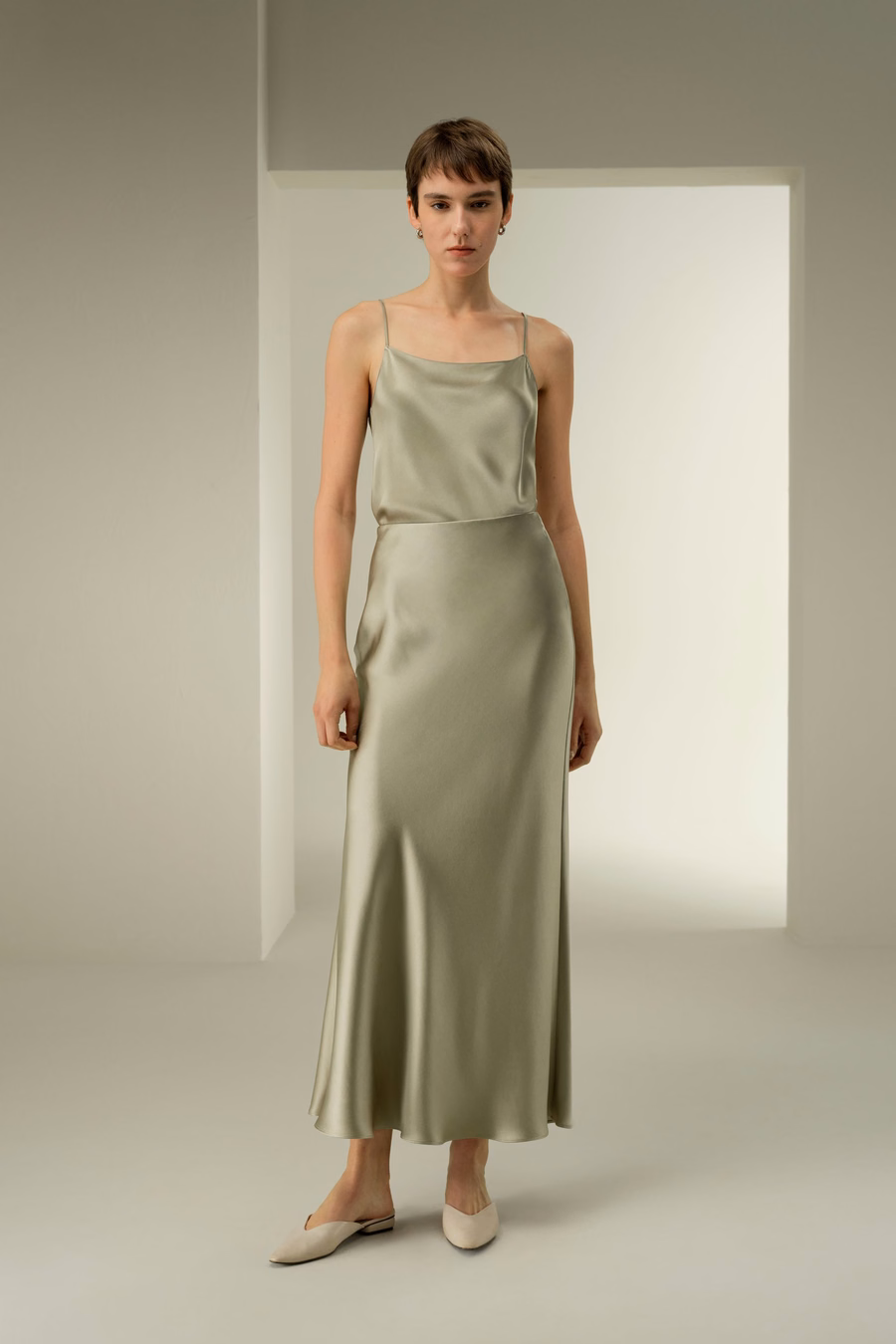 Gonna Maxi in Seta Charmeuse Doppiata