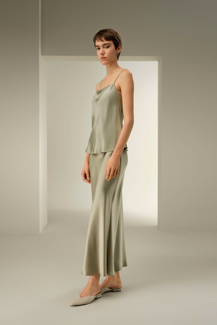 Gonna Maxi in Seta Charmeuse Doppiata