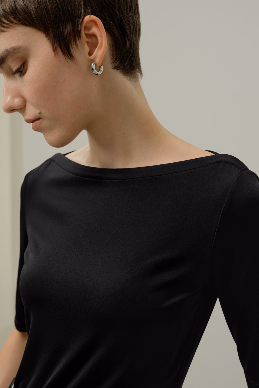 Top a Collo Barca Stretch Jersey di Seta Breeze