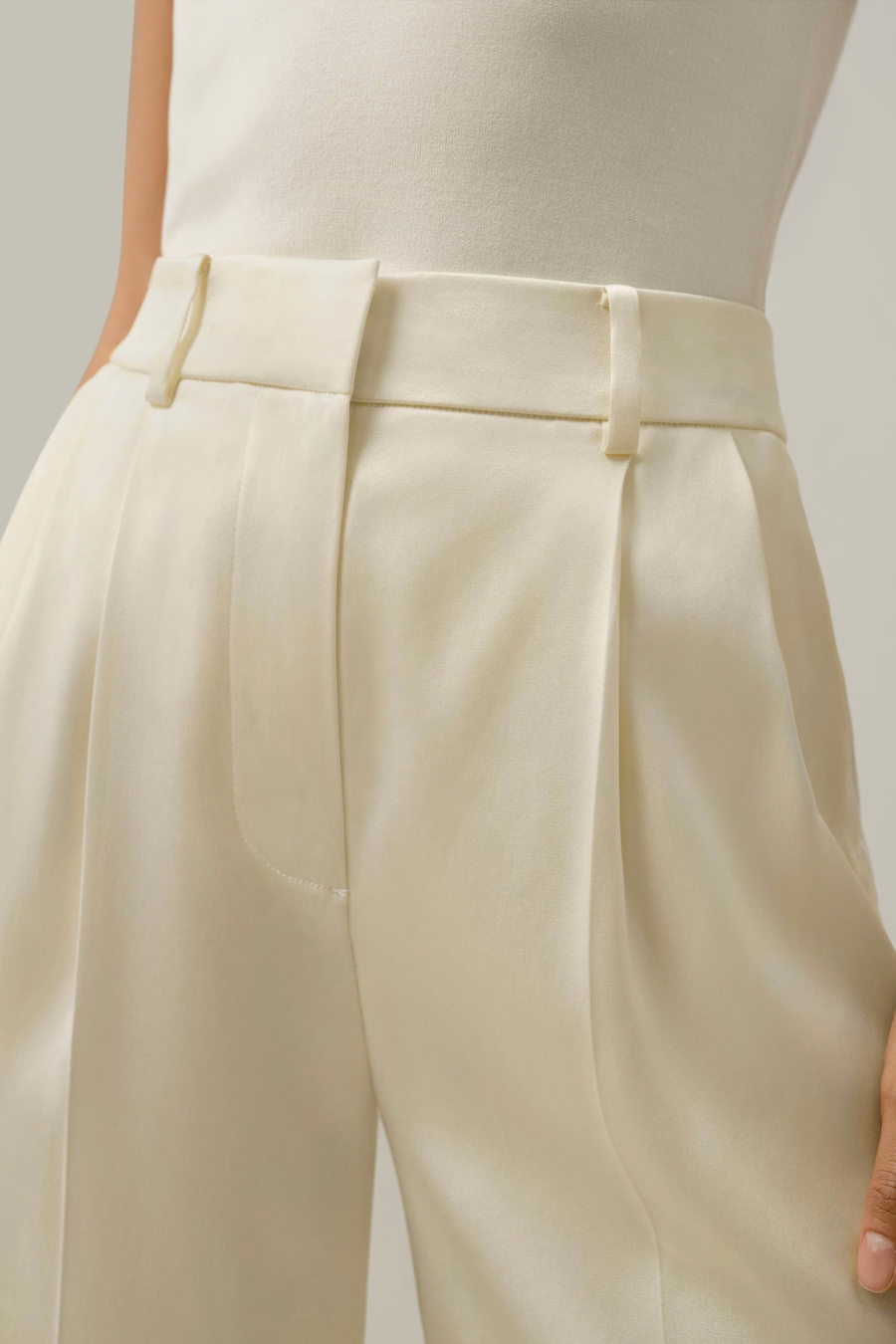 Pantaloni a gamba dritta in charmeuse double-faced