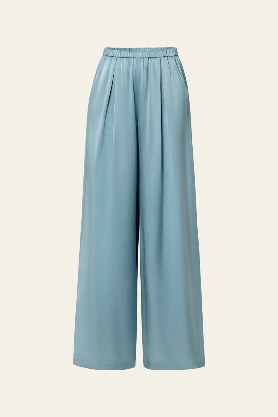 Pantaloni in seta charmeuse a gamba larga