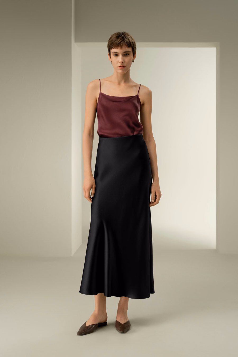 Gonna Maxi in Seta Charmeuse Doppiata