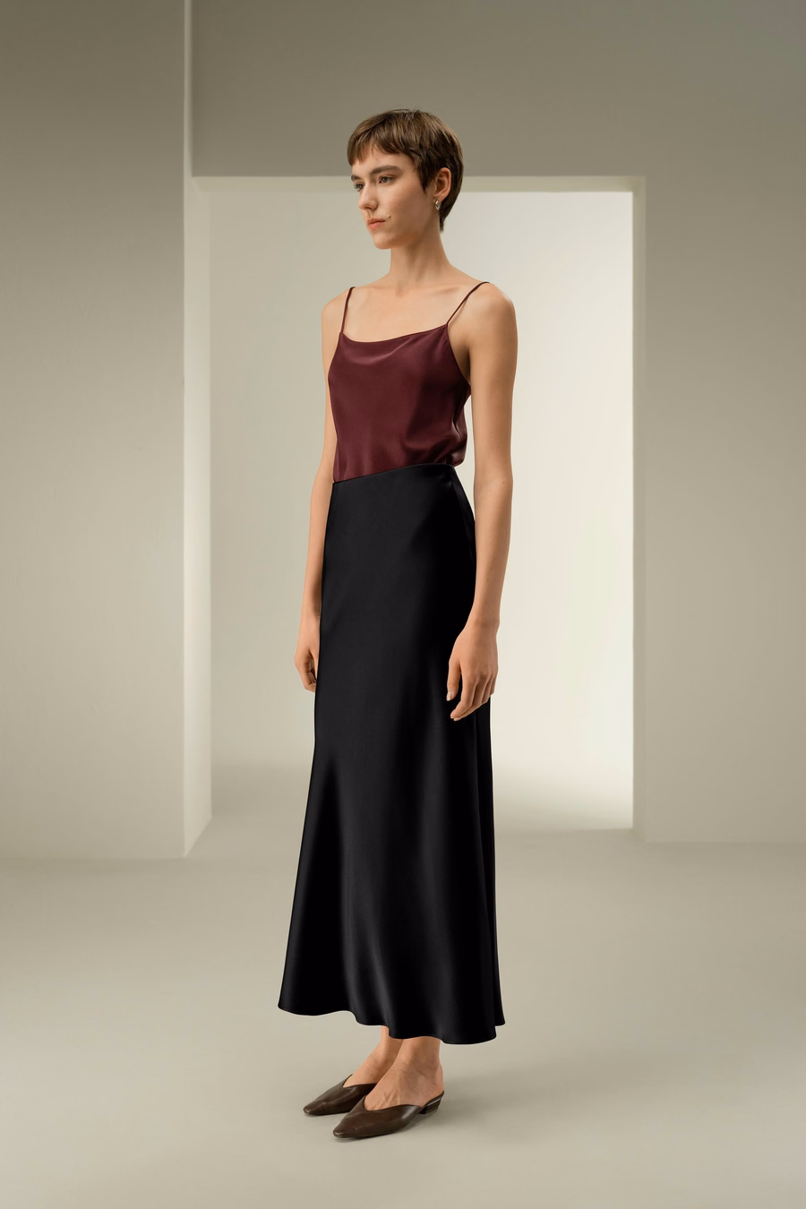 Gonna Maxi in Seta Charmeuse Doppiata