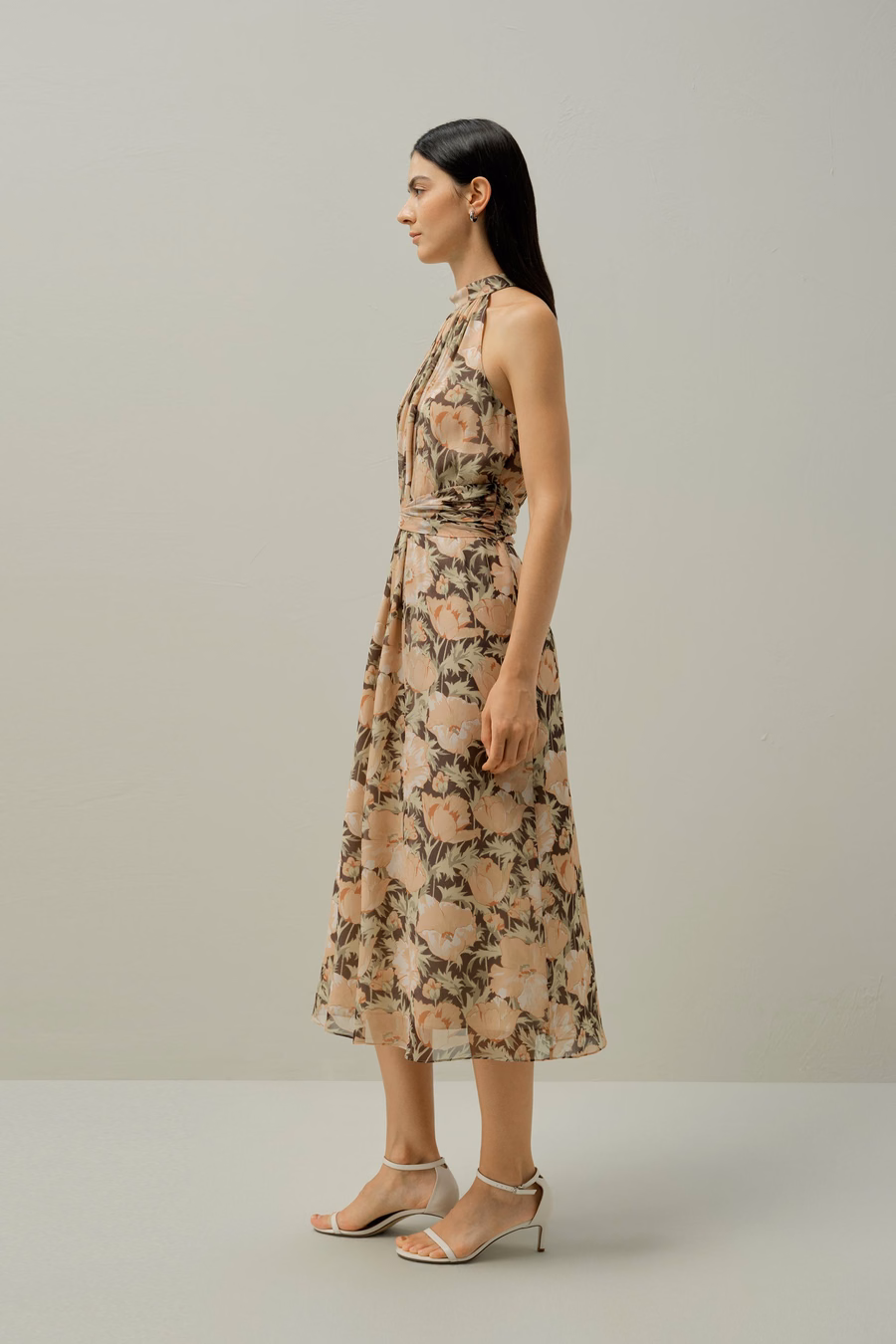 Abito in seta chiffon a stampa a papavero - Realizzato con Liberty Fabric