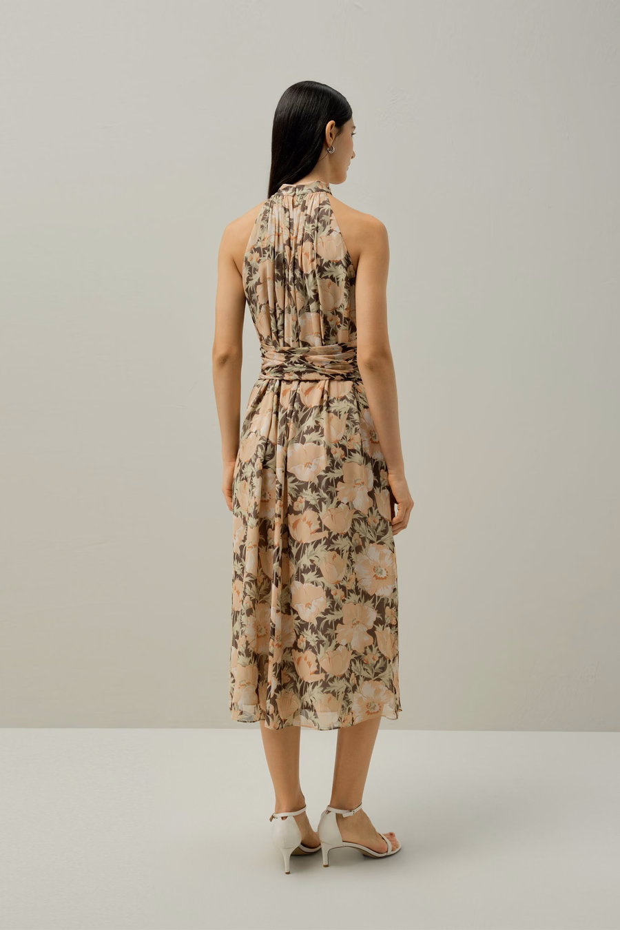 Abito in seta chiffon a stampa a papavero - Realizzato con Liberty Fabric