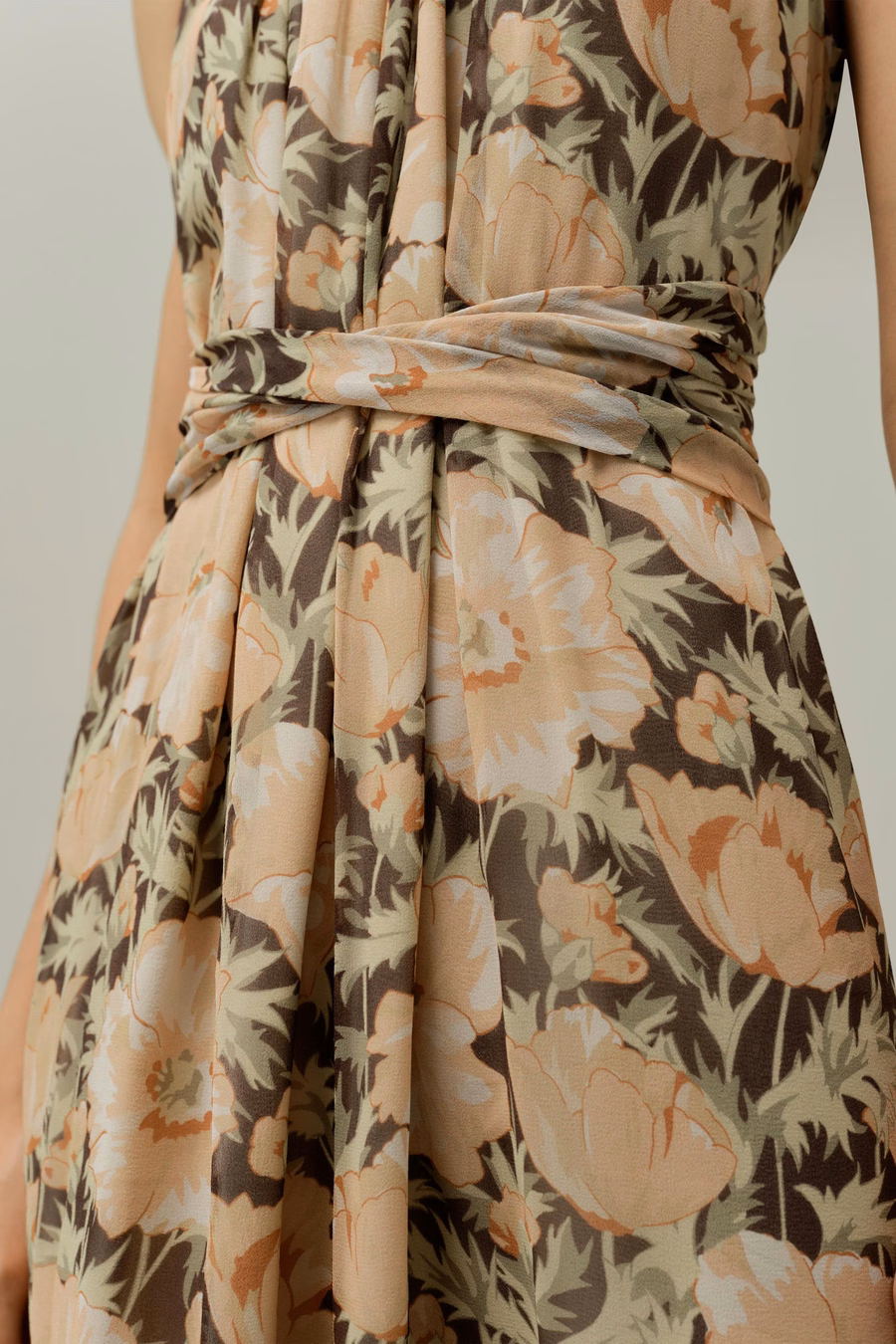 Abito in seta chiffon a stampa a papavero - Realizzato con Liberty Fabric