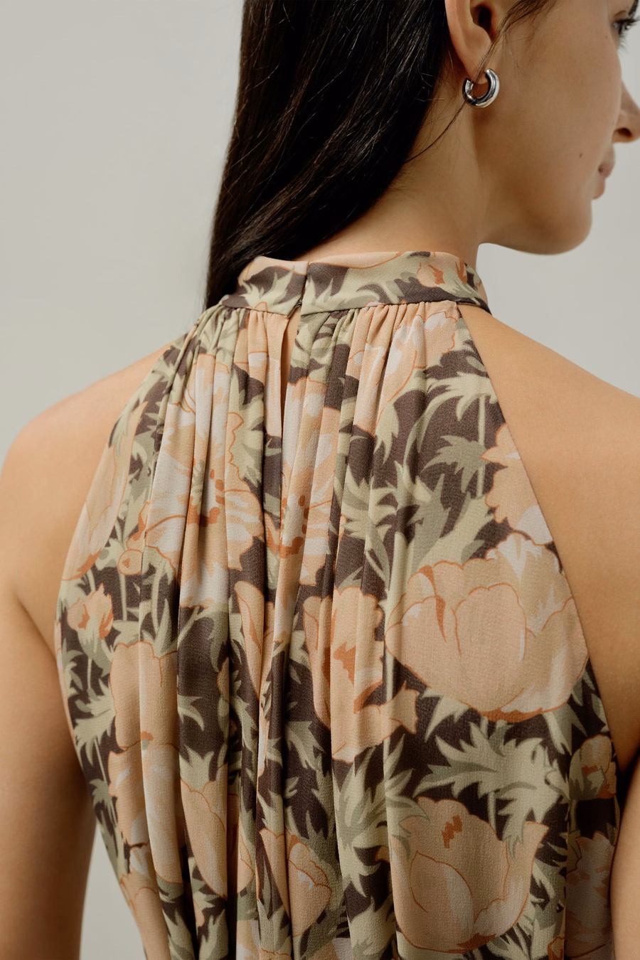 Abito in seta chiffon a stampa a papavero - Realizzato con Liberty Fabric