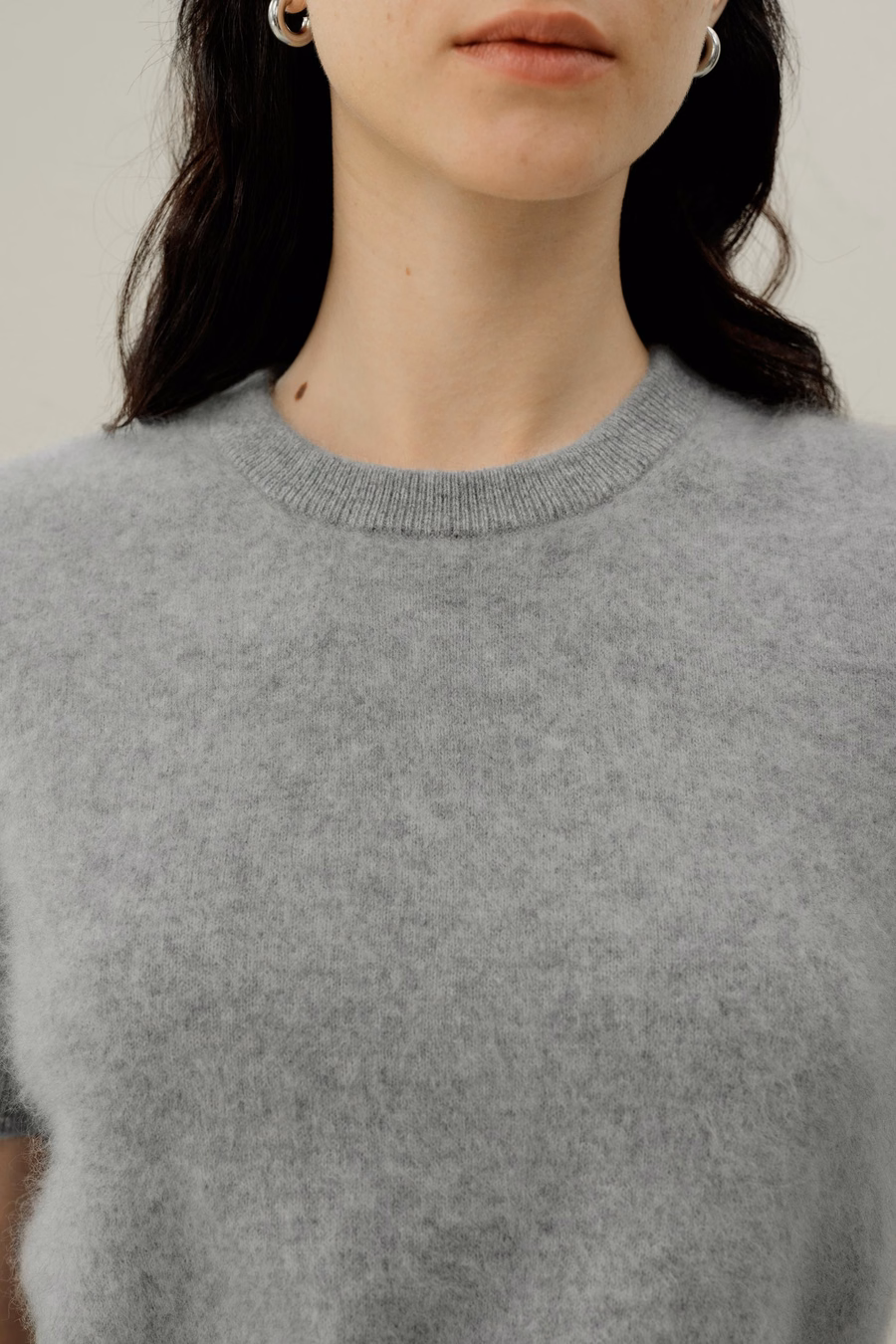 Maglione in Cashmere Spazzolato a Maniche Corte