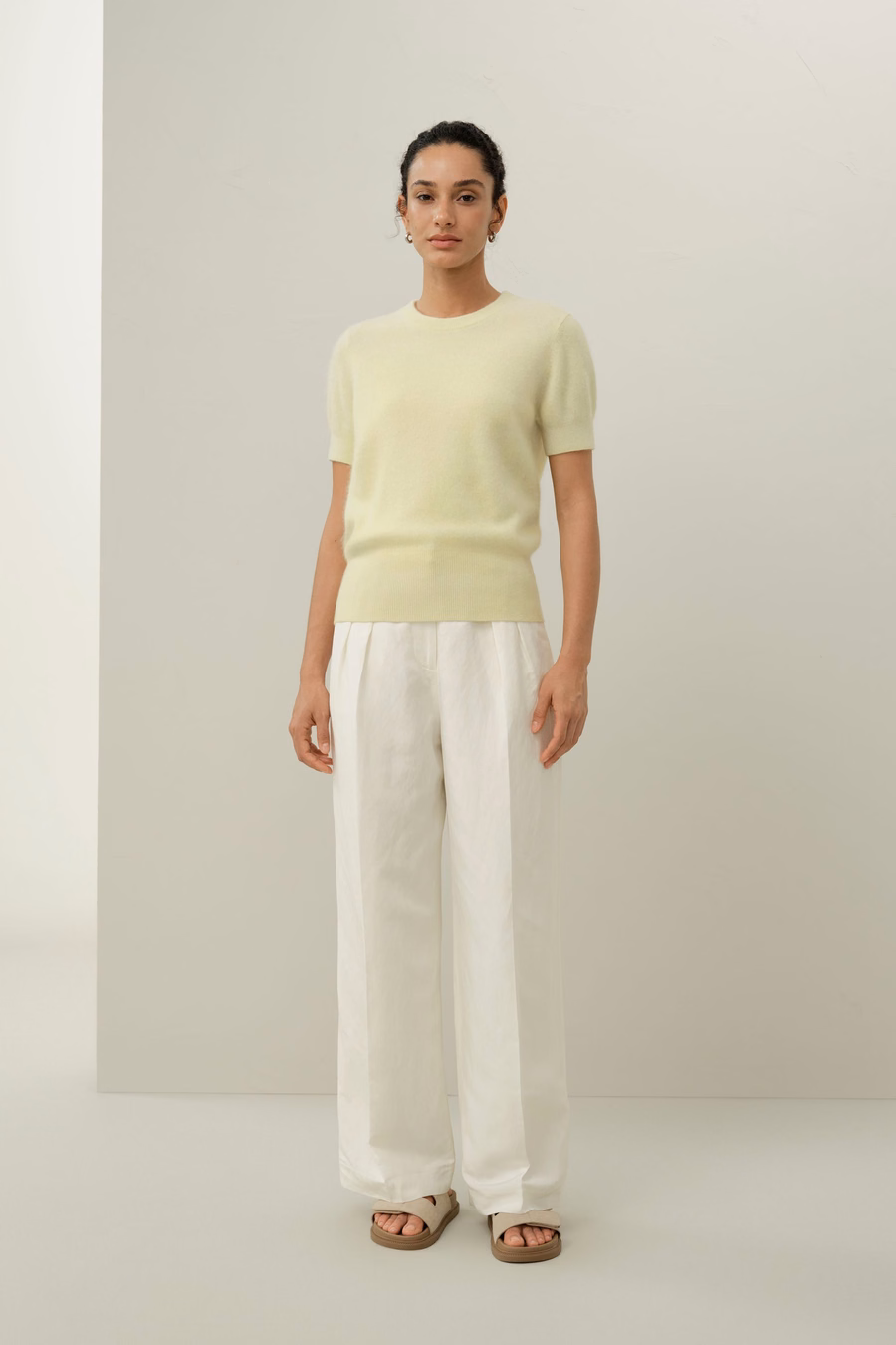 Maglione in Cashmere Spazzolato a Maniche Corte