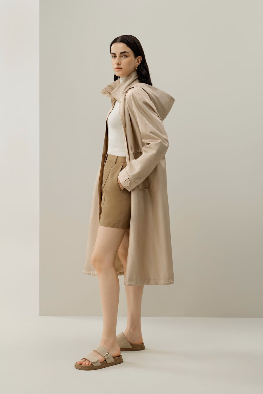 Cappotto urbano in seta taffetà idrorepellente